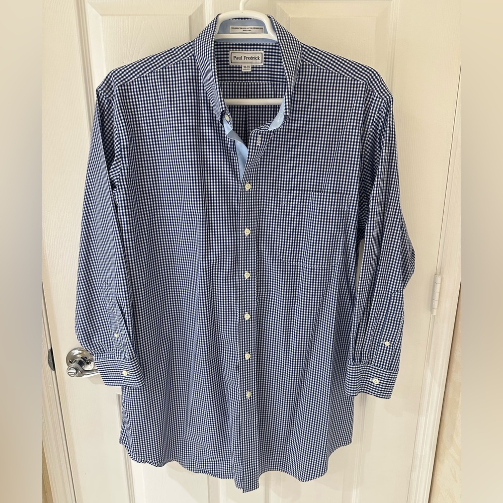 Paul Fredrick Blue Casual Button Down Shirt